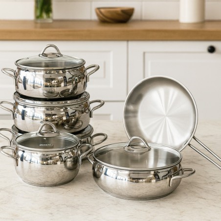 Batterie de Cuisine Inox 18/10 9 Pièces Korkmaz - A1800 Tombik