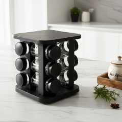 Porte-Épices Rotatif avec 12 Pots en Verre