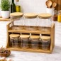 Étagère à Épices 11 Pots en Bois et Verre Étagère à Épices 11 Pots en Bois et Verre