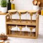 Set de Pots à Épices avec Support en Bois 6 Pièces