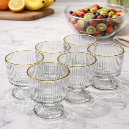 Set de 6 Coupes à Dessert en Verre Texturé