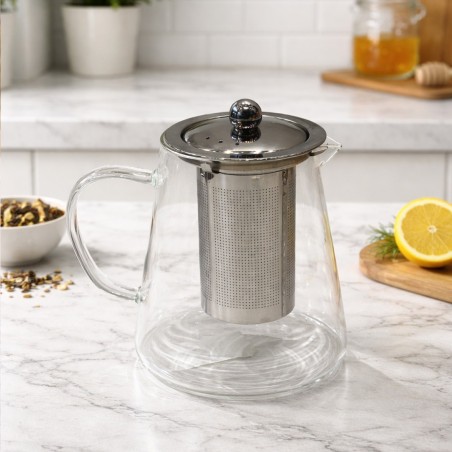 Théière en Verre 900ML avec Infuseur Inox