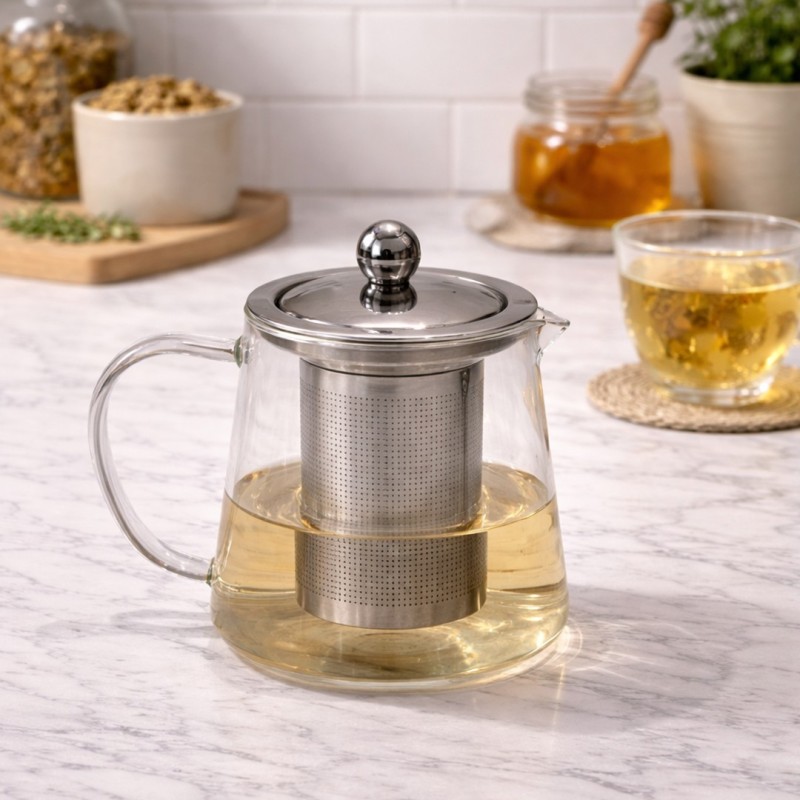 Théière en Verre 500ML avec Infuseur Inox