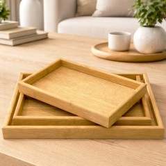 Set de 3 Plateaux Rectangulaire en Bois