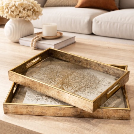 Set de 2 Plateaux Rectangulaire en Bois