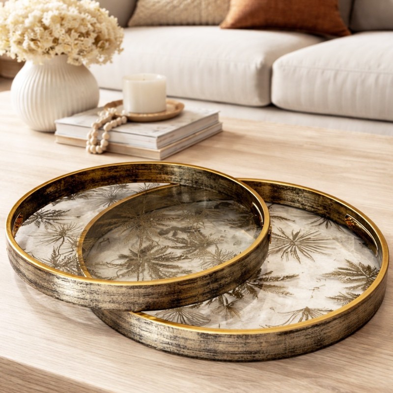 Set de Plateaux Ronde en Bois