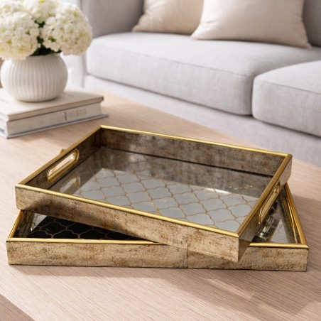 Set de 2 Plateaux Rectangulaire en Bois