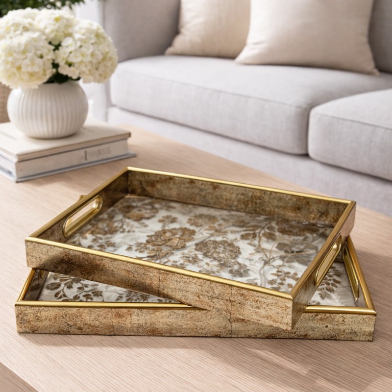 Set de 2 Plateaux Rectangulaire en Bois