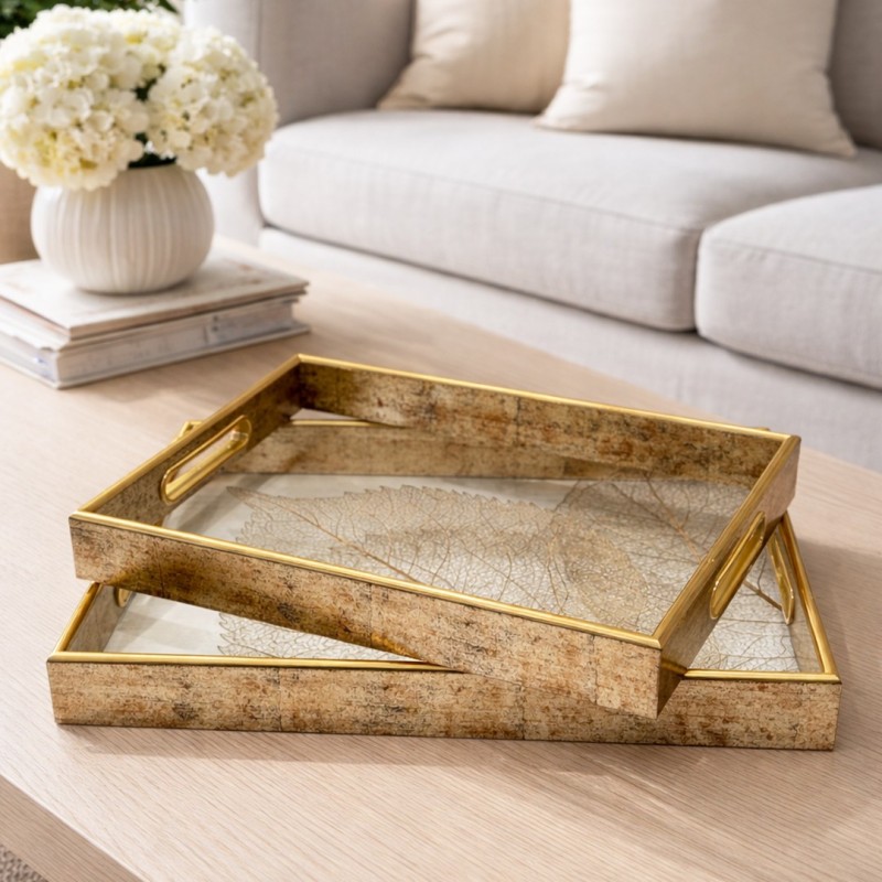 Set de 2 Plateaux Rectangulaire en Bois