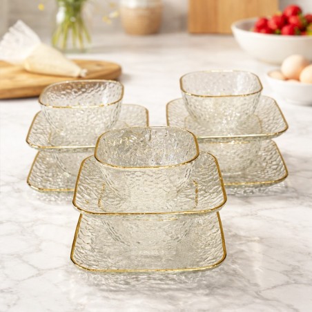 Set de Bols & Assiettes en Verre Martulé 12 Pièces