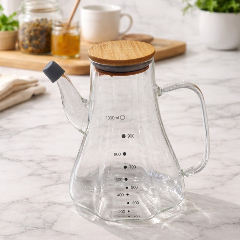 Huilière en Verre 1000ML avec Bec Verseur Huilière en Verre 1000ML avec Bec Verseur