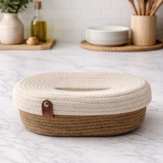Panier de Rangement Tressé avec Couvercle