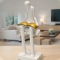 Statue Décorative Personnage Assis avec Livre en Résine