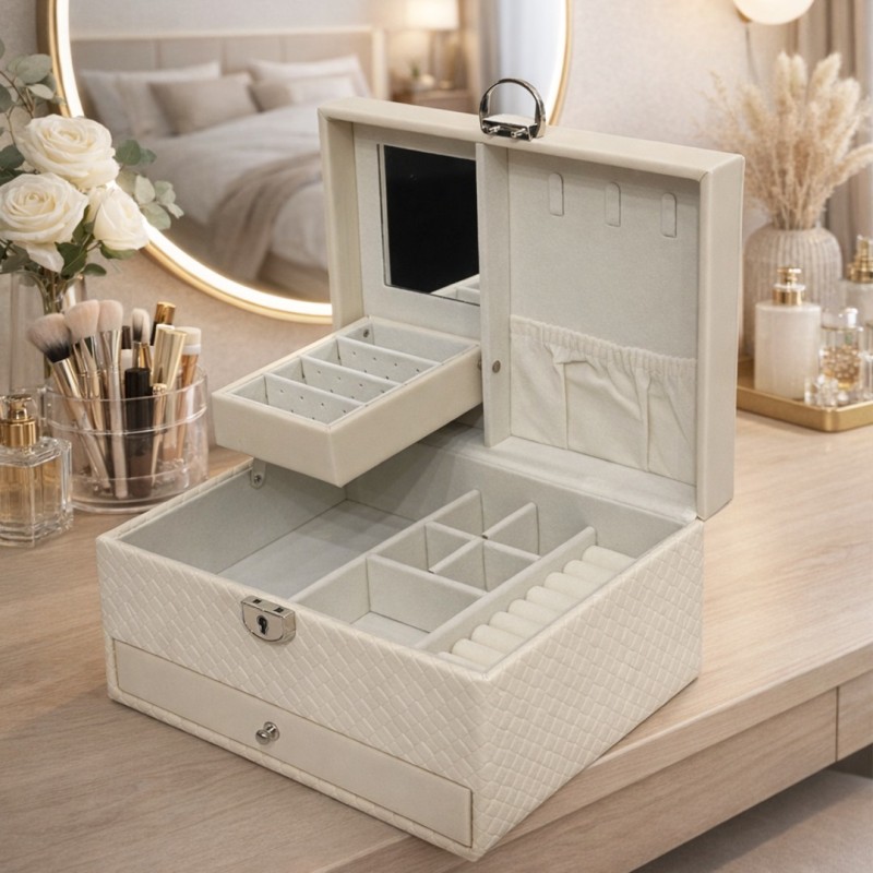 Coffret à Bijoux Élégant avec Miroir Coffret à Bijoux Élégant avec Miroir