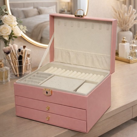 Coffret à Bijoux Élégant à 3 Étages