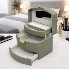 Coffret à Bijoux Compact avec Miroir et Tiroir