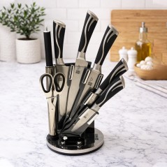 Série de Couteaux avec Support Rotatif 8 Pièces
