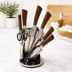 Série de Couteaux avec Support Rotatif 8 Pièces