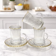 Service à thé en verre strié 12 Pièces