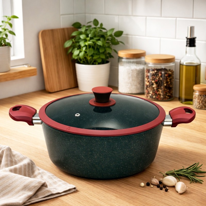 Faitout 28 cm en Granite Rouge - MCS