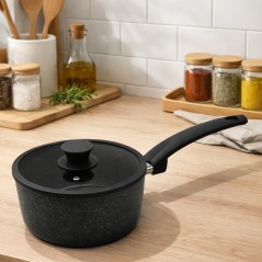 Casserole en Granite Ø18 cm avec Couvercle Gris - MCS