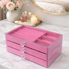 Coffret à Bijoux Transparent 3 Niveaux