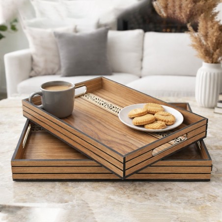 Ensemble de Plateaux Rectangulaires en Bois
