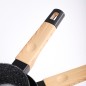 Série 3 Casseroles en Granite Noir Manche en bois