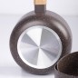Série 3 Casseroles en Granite Marron Manche en bois