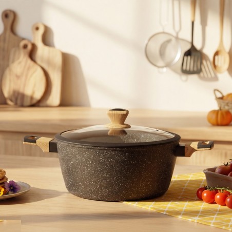 Faitout en Granite 24 cm Manches en Bois