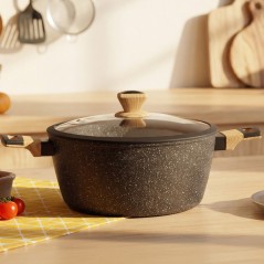 Faitout en Granite 24 cm Manches en Bois