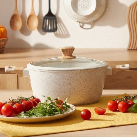 Faitout en Granite 28 cm Manches en Bois