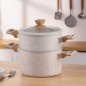 Couscoussier en Granite 24 cm avec Manches en Bois Ecru