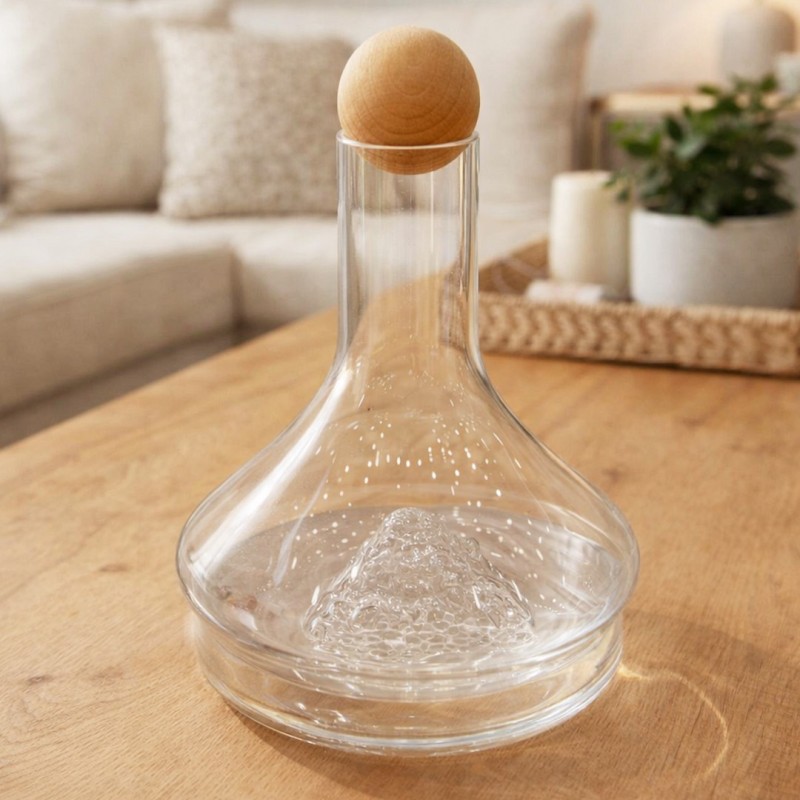 Carafe en Verre 1L Design avec Bouchon en Bois