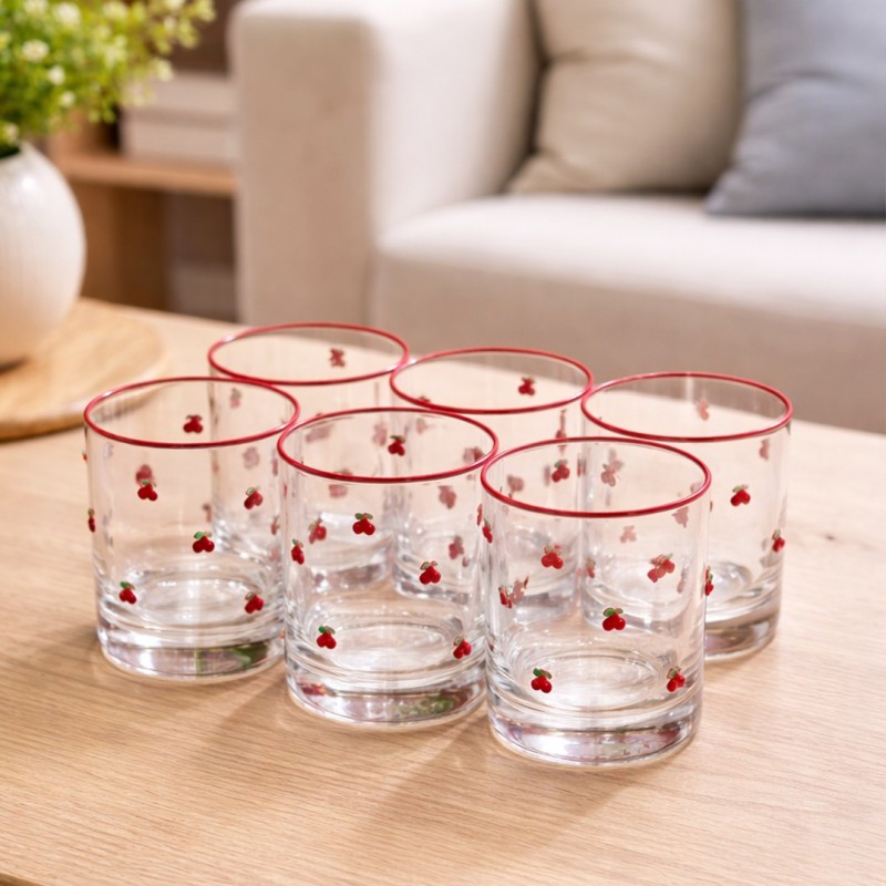 Service de Verres à Eau Motif Cerises 6 Pièces