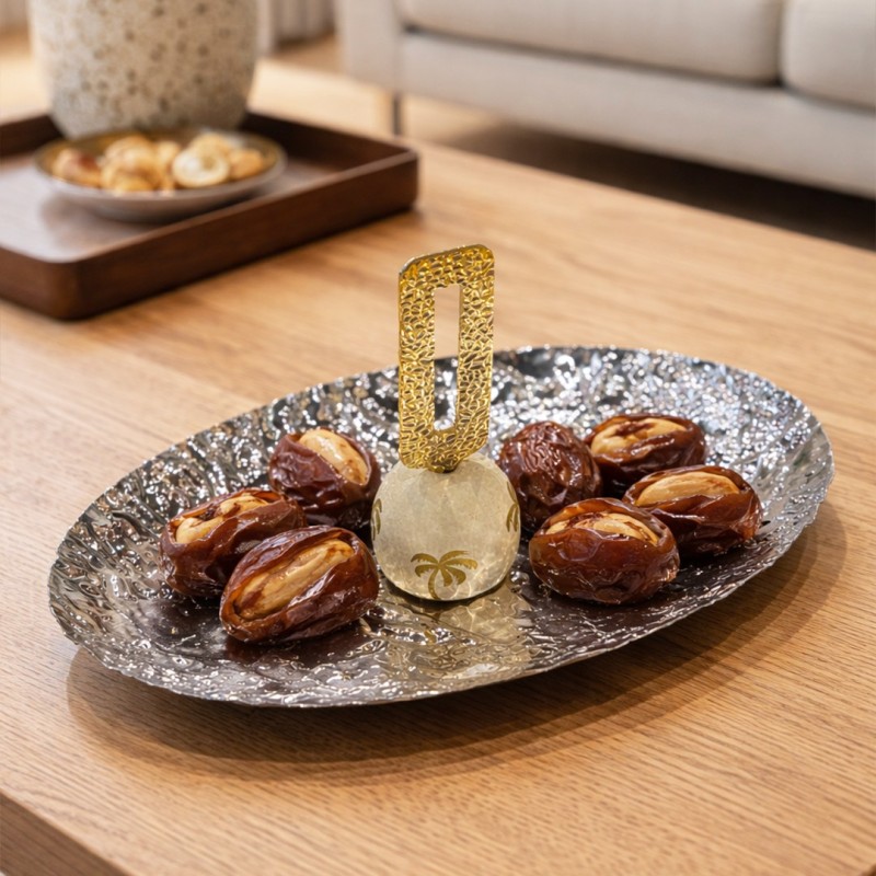 Présentoire Décoratif en Métal avec Poignée Dorée