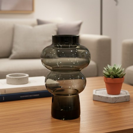 Vase Décoratif en Verre Fumé Noir