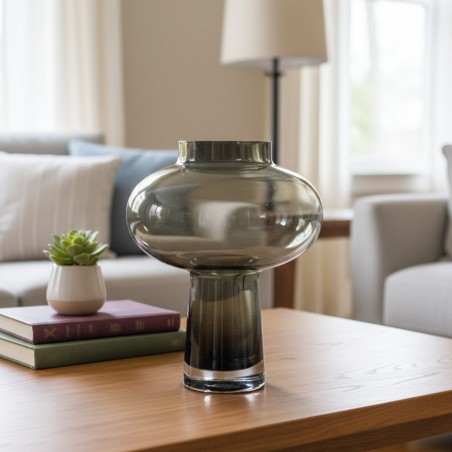 Vase Décoratif en Verre Fumé Noir