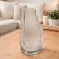 Vase décoratif en verre texturé transparent