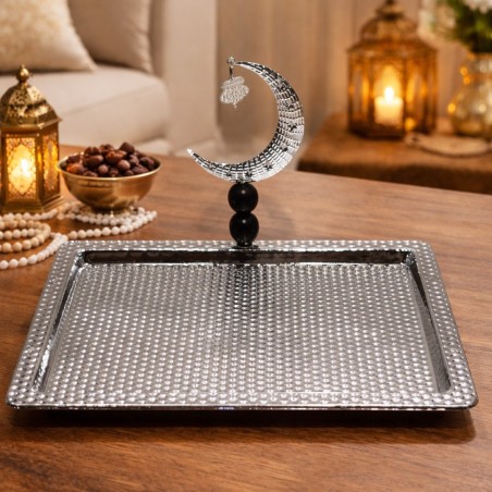Plateau Décoratif Martelé Ramadan avec Lune