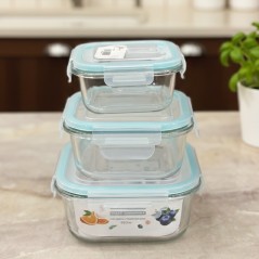 Lot de 3 Boîtes Alimentaires en Verre