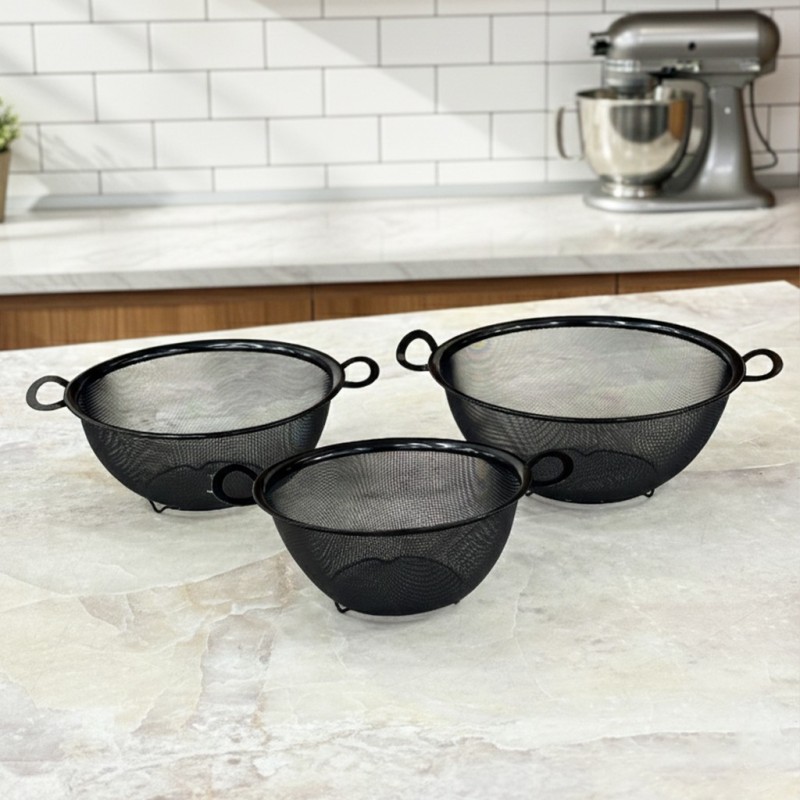 Lot de 3 Passoires en Métal Noir