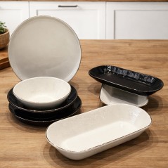 Service de Table 31 Pièces Noir & Blanc en Porcelaine