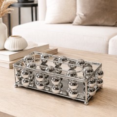 Boîte Décorative Rectangulaire en Métal Argenté