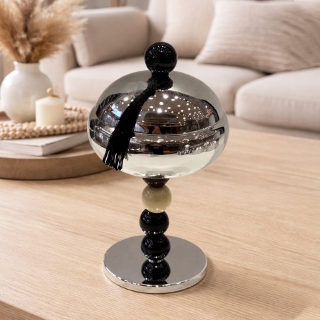 Bonbonnière Décorative 25 cm sur Pied en Métal Chromé