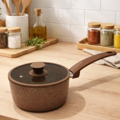 Casserole en Granite Ø18 cm avec Couvercle Marron - MCS