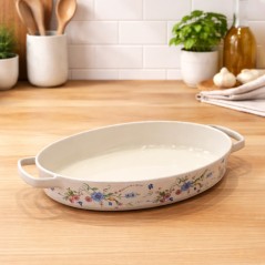 Plat Four Ovale en Céramique Motif Floral