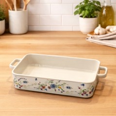 Plat Four Rectangulaire en Céramique Motif Floral
