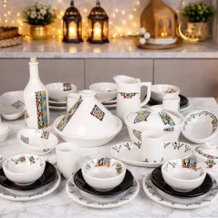 Service en Céramique 37 Pièces – Motif Amazigh