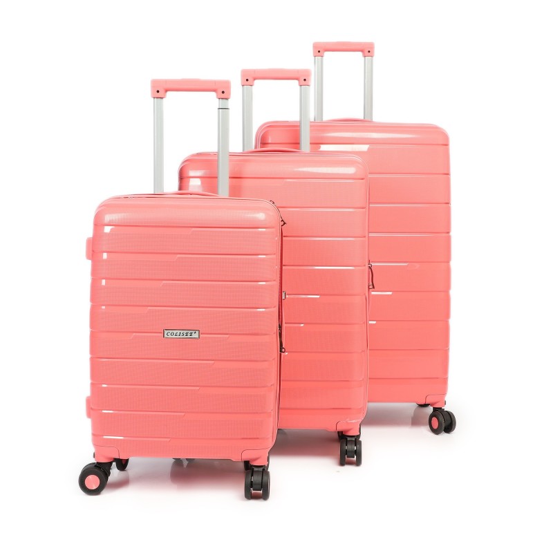 Série de 3 valises en Polypropylène incassable Rose - COLISEE+